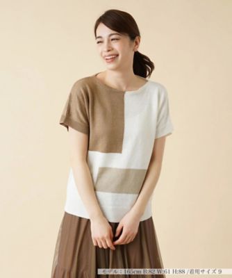 ＜Leilian (Women)＞カラーブロッククルーネックニット【ＨＡＮＤ】