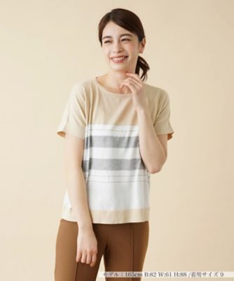 ＜Leilian (Women)＞ラメボーダー切替クルーネックニット【ＨＡＮＤ】