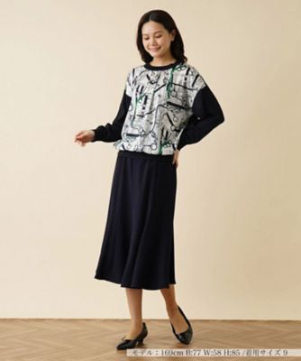 ベルト柄異素材切替ニットプルオーバー | Leilian (Women