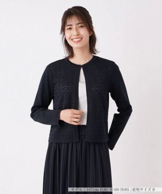 ＜Leilian (Women)＞透かし編み長袖カーディガン