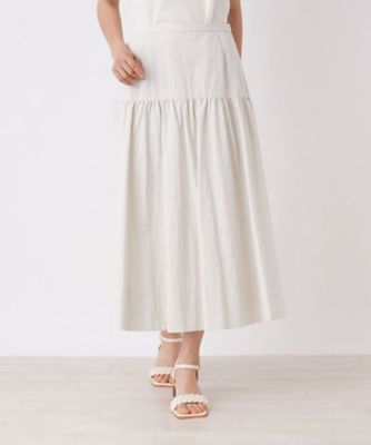 洗えるギャザー切り替えロングスカート【ｍｙ　Ｐｅｒｆｅｃｔ　ｗａｒｄｒｏｂｅ】