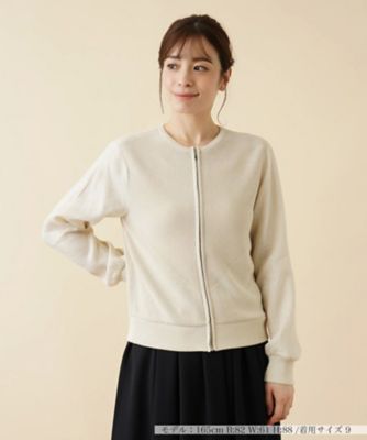＜Leilian (Women)＞異素材切替ノーカラージャケット