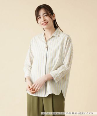 ＜Leilian (Women)＞マルチストライプ比翼ブラウス