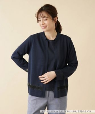 ＜Leilian (Women)＞シアー切替ニットカーディガン【ＲＯＣＨＡＳ　Ｐｒｅｍｉｅｒｅ】