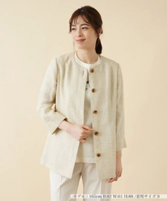 ＜Leilian (Women)＞ノーカラージャケット【ＲＯＣＨＡＳ　Ｐｒｅｍｉｅｒｅ】