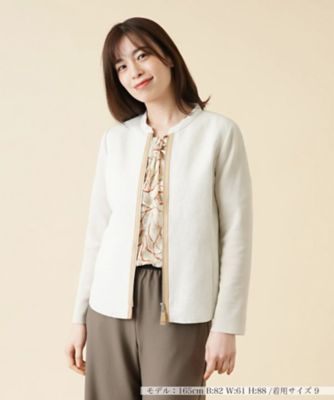＜Leilian (Women)＞異素材切替ジップジャケット【ＲＯＣＨＡＳ　Ｐｒｅｍｉｅｒｅ】