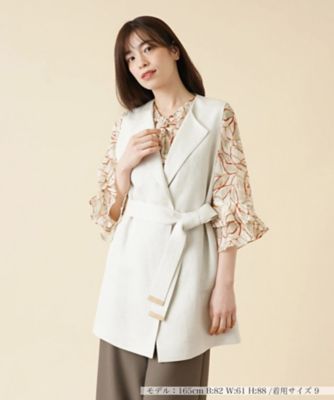 ＜Leilian (Women)＞ラペルドロングベスト【ＲＯＣＨＡＳ　Ｐｒｅｍｉｅｒｅ】