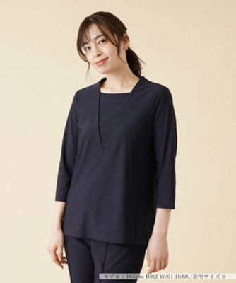 ＜Leilian (Women)＞Ｖネック七分袖オーバーブラウス【ＲＯＣＨＡＳ　Ｐｒｅｍｉｅｒｅ】