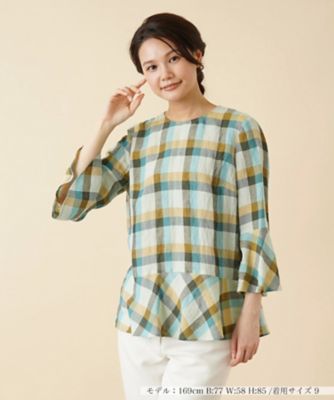 ＜Leilian (Women)＞チェックオーバーブラウス【ＲＯＣＨＡＳ　Ｐｒｅｍｉｅｒｅ】