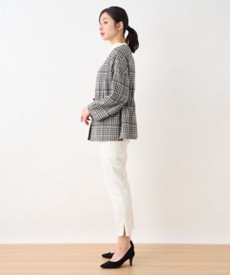 チェックノーカラージャケット【my perfect wardrobe】|レリアン
