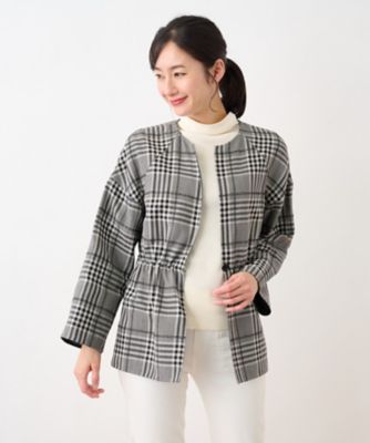 ＜Leilian (Women)＞チェックノーカラージャケット【Ｌｅｉｌｉａｎ　ｔｈｅ　Ｗｅｅｋ】
