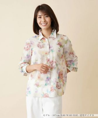 ＜Leilian (Women)＞フラワープリントブラウス【ＲＯＣＨＡＳ　Ｐｒｅｍｉｅｒｅ】