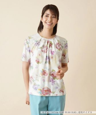 ＜Leilian (Women)＞フラワープリントカットソー【ＲＯＣＨＡＳ　Ｐｒｅｍｉｅｒｅ】