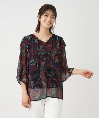 ＜Leilian (Women)＞楊柳ペイズリーブラウス【ＥＲＩＣＡ】