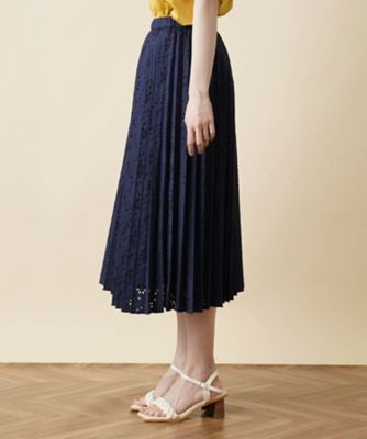 洗えるカットワークプリーツスカート