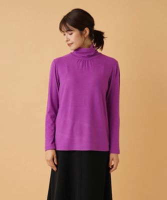 【定価2.6万】Leilian レリアン *タックハイネックカットソー*9オフホワイトフレンチスリーブ半袖無地(33-2406-418)【31G42】 Leilian 【定価2.6万】Leilian レリアン *タックハイネック