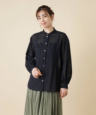 ＜Leilian (Women)＞シアーバンドカラーブラウス