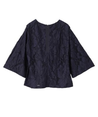 レリアン　ストライプ　レース　ブラウス レースストライプブラウス[品番：LAVW0003155]｜Leilian PLUS HOUSE