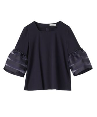 ＜Leilian (Women)＞切替スリーブスクエアネックカットソー