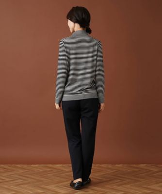leilian - Leilian(レリアン) 長袖セーター サイズ9 M レディース - 黒 ハイネック ボーダーハイネックカットソー | Leilian (Women)/レリアン