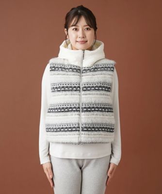 フェアアイル柄切替フーデッドベスト | Leilian (Women