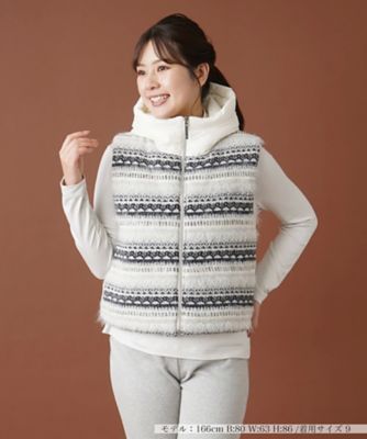 フェアアイル柄切替フーデッドベスト | Leilian (Women