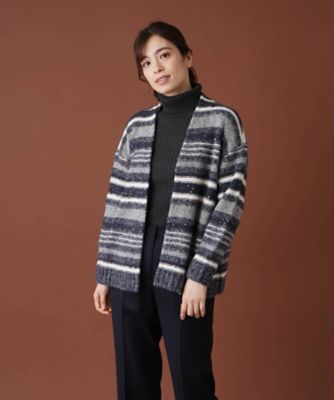 ＜Leilian (Women)＞マルチボーダースパンコールカーディガン