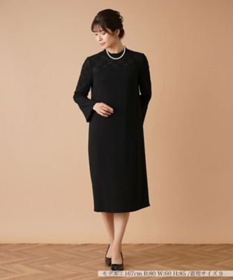 レース切替ハイネックワンピース【ＲＯＣＨＡＳ　Ｐｒｅｍｉｅｒｅ】