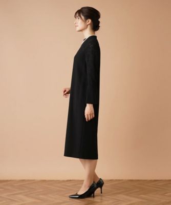 レース切替ハイネックワンピース【ＲＯＣＨＡＳ　Ｐｒｅｍｉｅｒｅ】