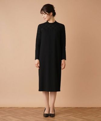 レース切替ハイネックワンピース【ＲＯＣＨＡＳ　Ｐｒｅｍｉｅｒｅ】
