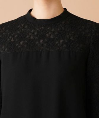 レース切替ハイネックワンピース【ＲＯＣＨＡＳ　Ｐｒｅｍｉｅｒｅ】