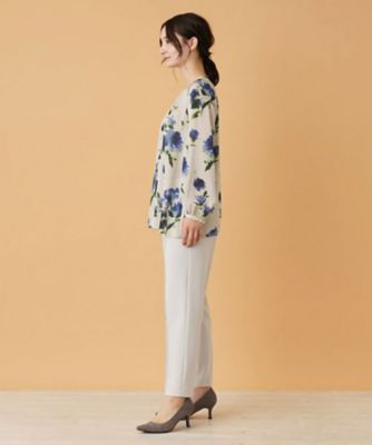 フラワー柄ヘンリーネックブラウス【ＲＯＣＨＡＳ　Ｐｒｅｍｉｅｒｅ】