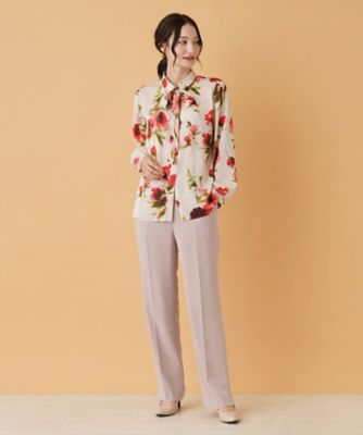 フラワー柄ボウタイ比翼ブラウス【ＲＯＣＨＡＳ　Ｐｒｅｍｉｅｒｅ】