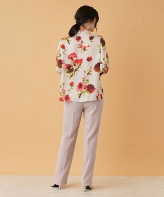 フラワー柄ボウタイ比翼ブラウス【ＲＯＣＨＡＳ　Ｐｒｅｍｉｅｒｅ】