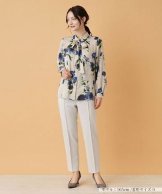フラワー柄ボウタイ比翼ブラウス【ＲＯＣＨＡＳ　Ｐｒｅｍｉｅｒｅ】