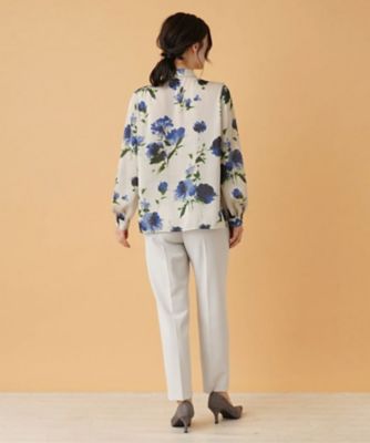 フラワー柄ボウタイ比翼ブラウス【ＲＯＣＨＡＳ　Ｐｒｅｍｉｅｒｅ】