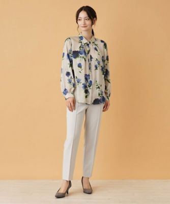 フラワー柄ボウタイ比翼ブラウス【ＲＯＣＨＡＳ　Ｐｒｅｍｉｅｒｅ】