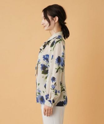 フラワー柄ボウタイ比翼ブラウス【ＲＯＣＨＡＳ　Ｐｒｅｍｉｅｒｅ】
