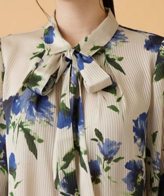 フラワー柄ボウタイ比翼ブラウス【ＲＯＣＨＡＳ　Ｐｒｅｍｉｅｒｅ】