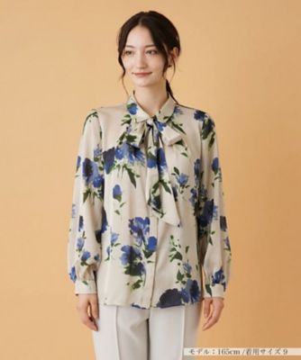 ＜Leilian (Women)＞フラワー柄ボウタイ比翼ブラウス【ＲＯＣＨＡＳ　Ｐｒｅｍｉｅｒｅ】