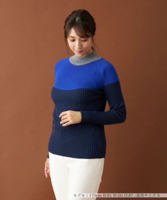 ＜Leilian (Women)＞ホールガーメント配色ハイネックニット