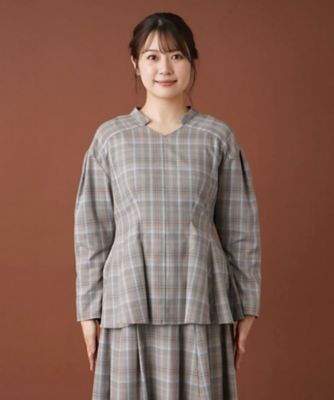 【セットアップ対応商品】チェックペプラムブラウス【Ｌｅｉｌｉａｎ：ＥＺＵＭＩ】
