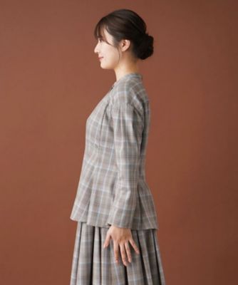 【セットアップ対応商品】チェックペプラムブラウス【Ｌｅｉｌｉａｎ：ＥＺＵＭＩ】