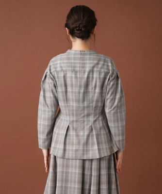 【セットアップ対応商品】チェックペプラムブラウス【Ｌｅｉｌｉａｎ：ＥＺＵＭＩ】