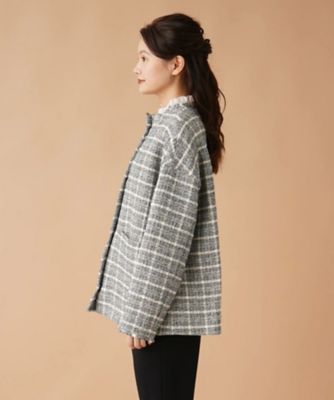 チェックノーカラージャケット【ｍｙ　ｐｅｒｆｅｃｔ　ｗａｒｄｒｏｂｅ】
