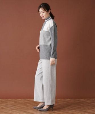 【あったか素材】セミワイドウエストゴムパンツ