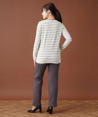 【あったか素材】洗えるウエストゴムストレートパンツ