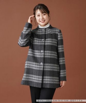 ＜Leilian (Women)＞チェックノーカラーコート【ＲＯＣＨＡＳ　Ｐｒｅｍｉｅｒｅ】
