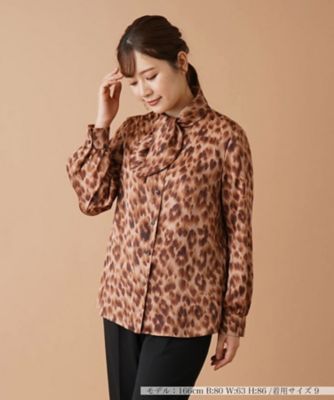 ＜Leilian (Women)＞レオパード柄ボウタイブラウス