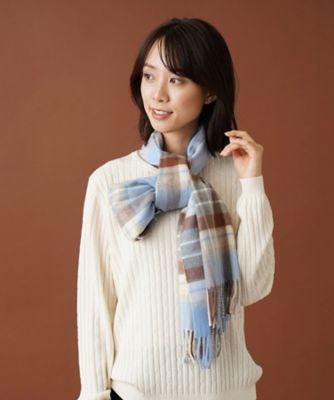 ＜Leilian (Women)＞チェック柄カシミヤマフラー